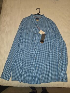 NWT Orvis Blue Gingham Long-Sleeve Button-Down Shirt